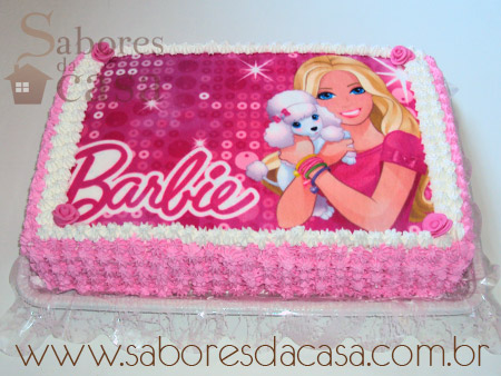 E o bolo de hoje é um bolo feminino com tema da Barbie 💕 #bolobarbie