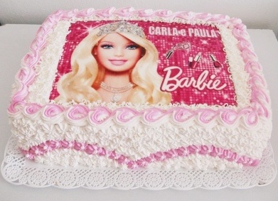 bolo da barbie quadrado de aniversário simples