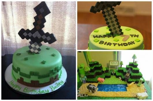 Bolo de Pasta Americana: Bolo Minecraft quadrado com porquinho e