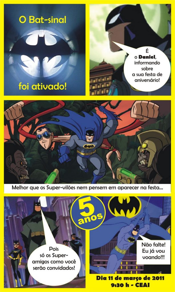 convite do Batman quadrinhos