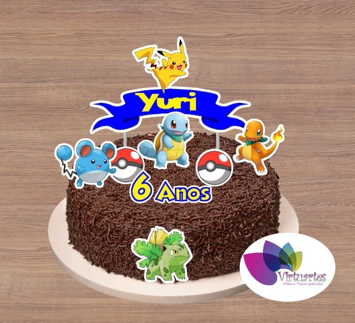 Topo de Bolo Pokemon - Fazendo a Nossa Festa  Bolos pokemon, Festa de  aniversário pokemon, Bolo de aniversário de pokemon