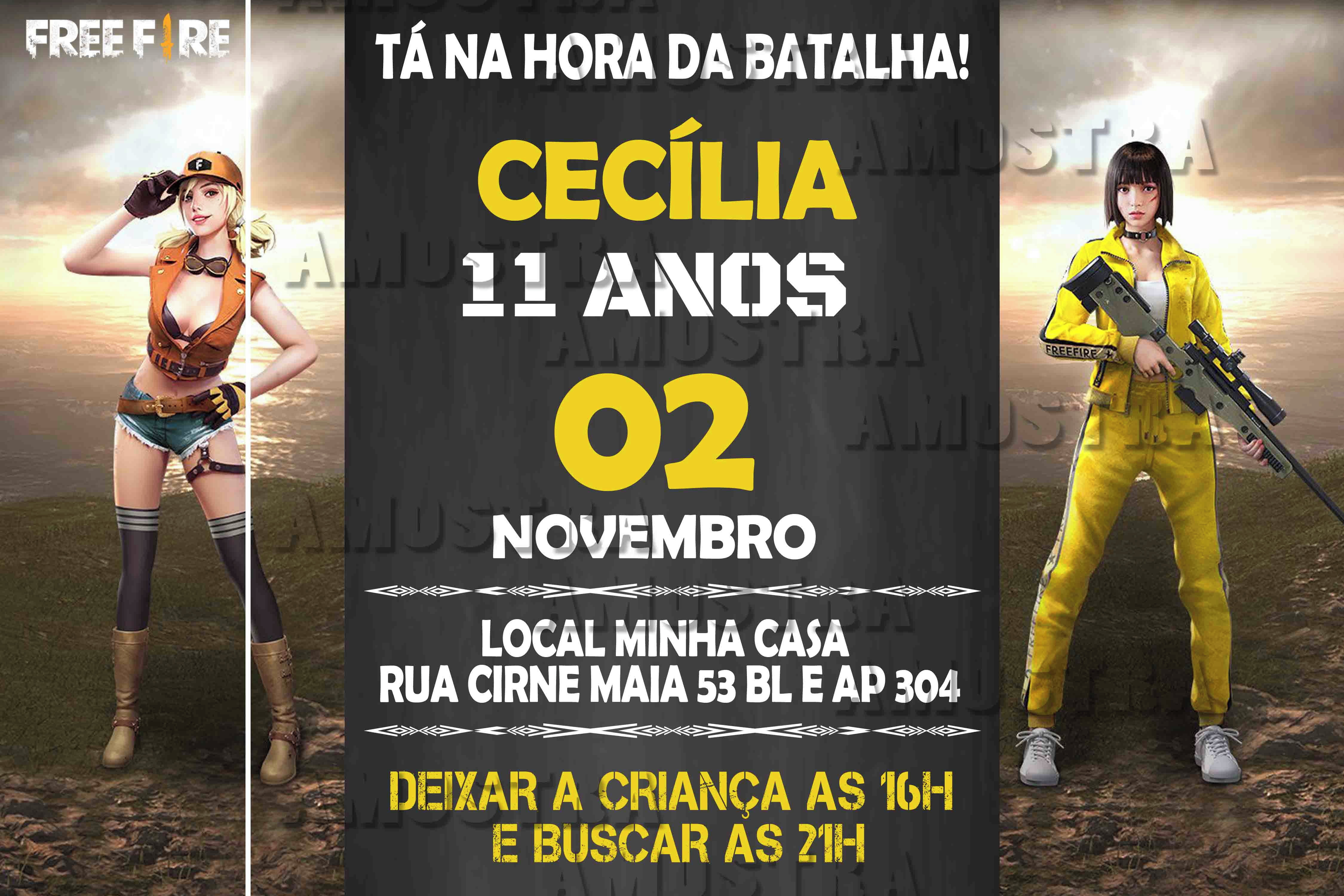 Convite de Aniversário Free Fire - Imagem Legal