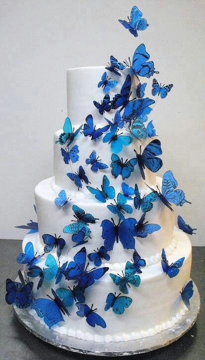 Bolo de borboletas: +95 modelos que parecem obras de arte - Artesanato  Passo a Passo!  Festas de aniversário azuis, Decoração do bolo de  aniversário, Bolos de aniversário de borboleta