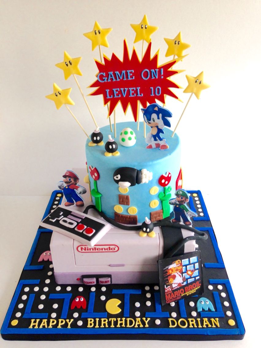 bolo #decoração #topper #jogo #videogame #festa #chantilly #confeitaria  #cake #infantil #azul